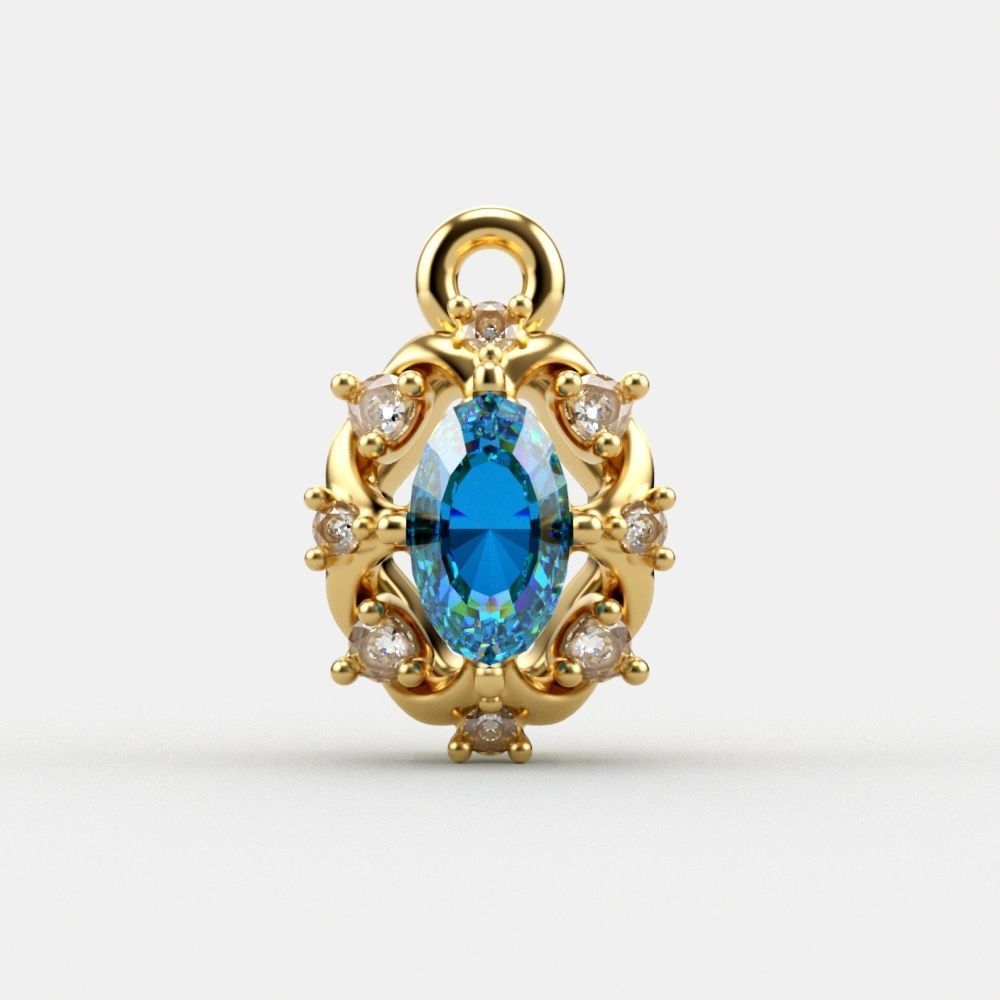 Women pendant with gems and diamonds 3dm stl vintage 3D print model_1