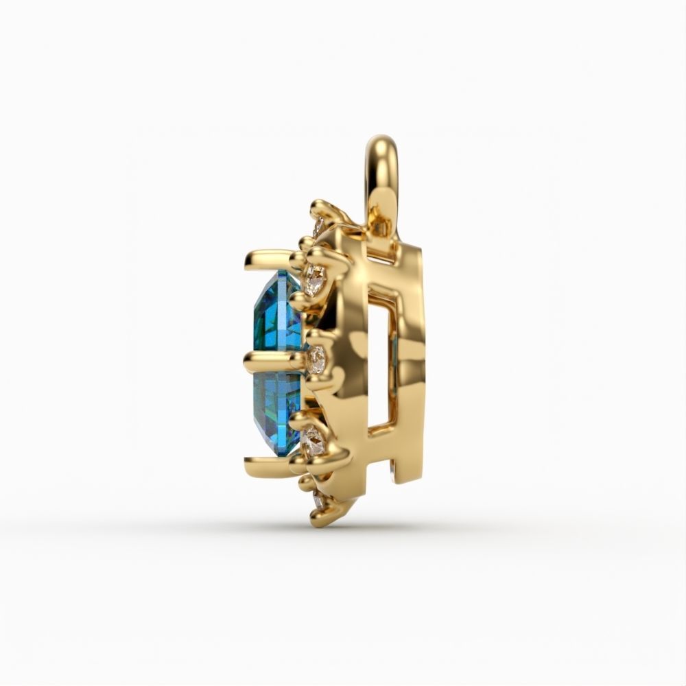 Women pendant with gems and diamonds 3dm stl vintage 3D print model_4