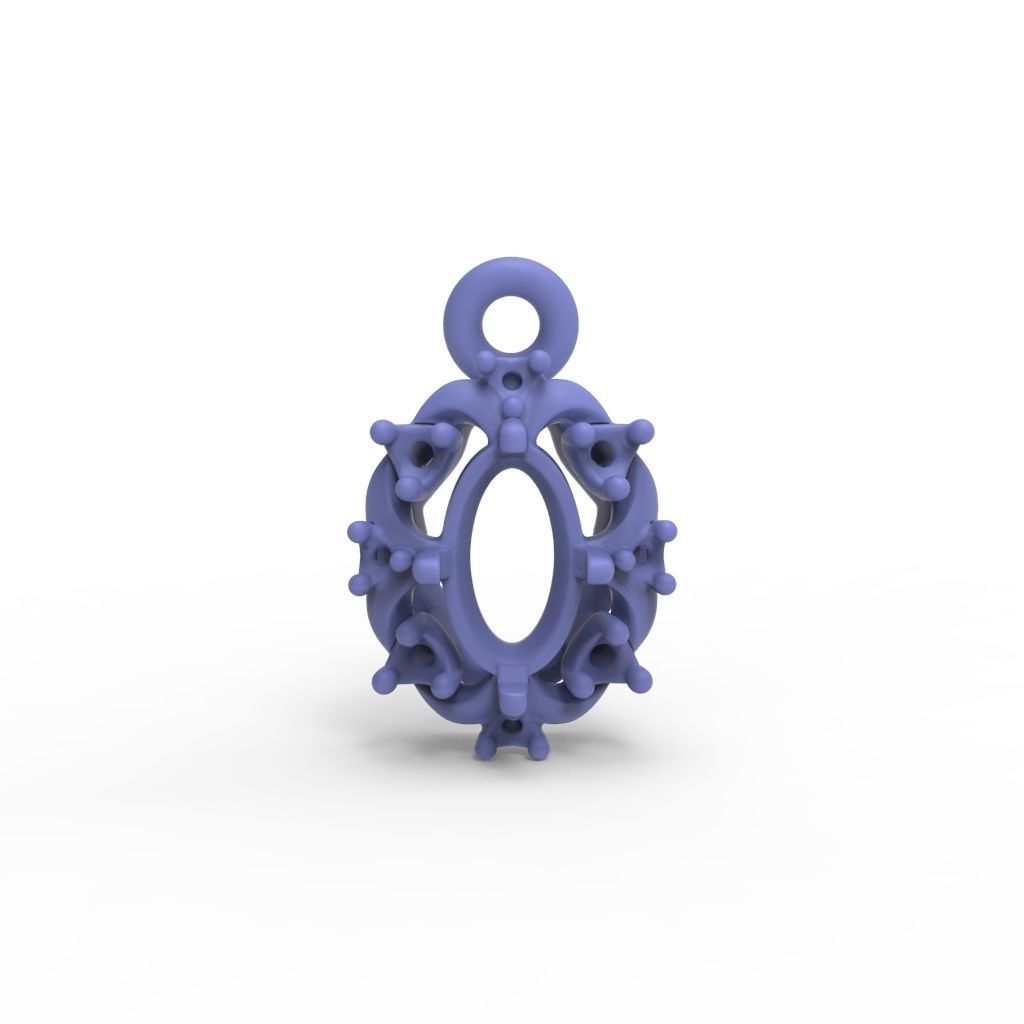 Women pendant with gems and diamonds 3dm stl vintage 3D print model_19