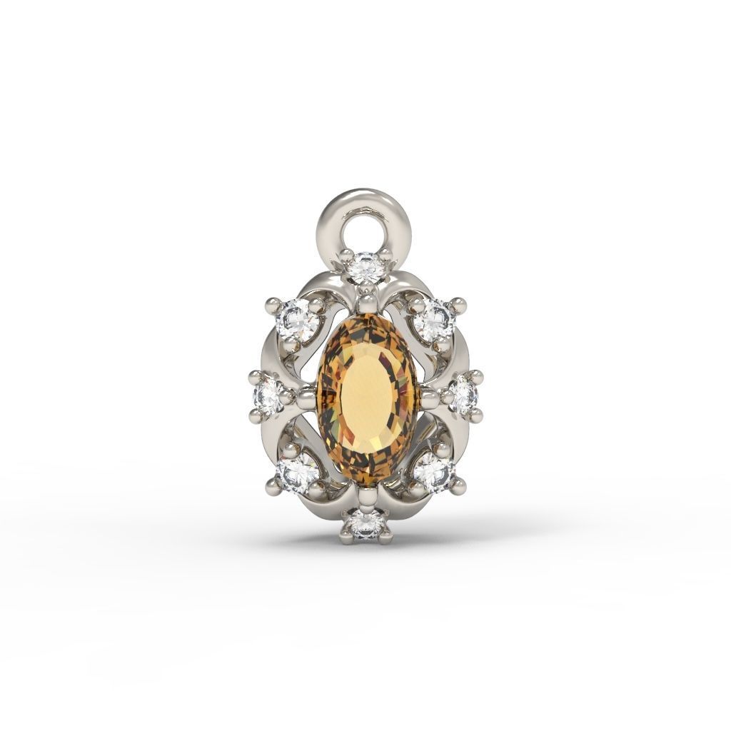 Women pendant with gems and diamonds 3dm stl vintage 3D print model_9