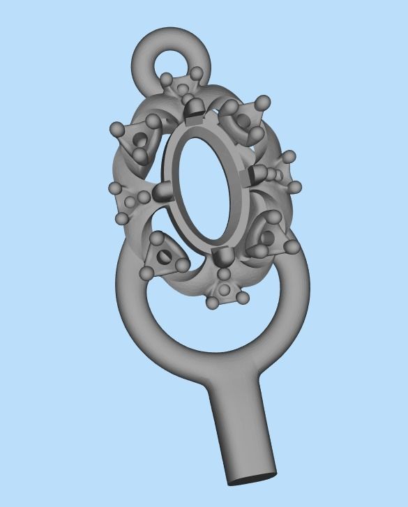 Women pendant with gems and diamonds 3dm stl vintage 3D print model_29