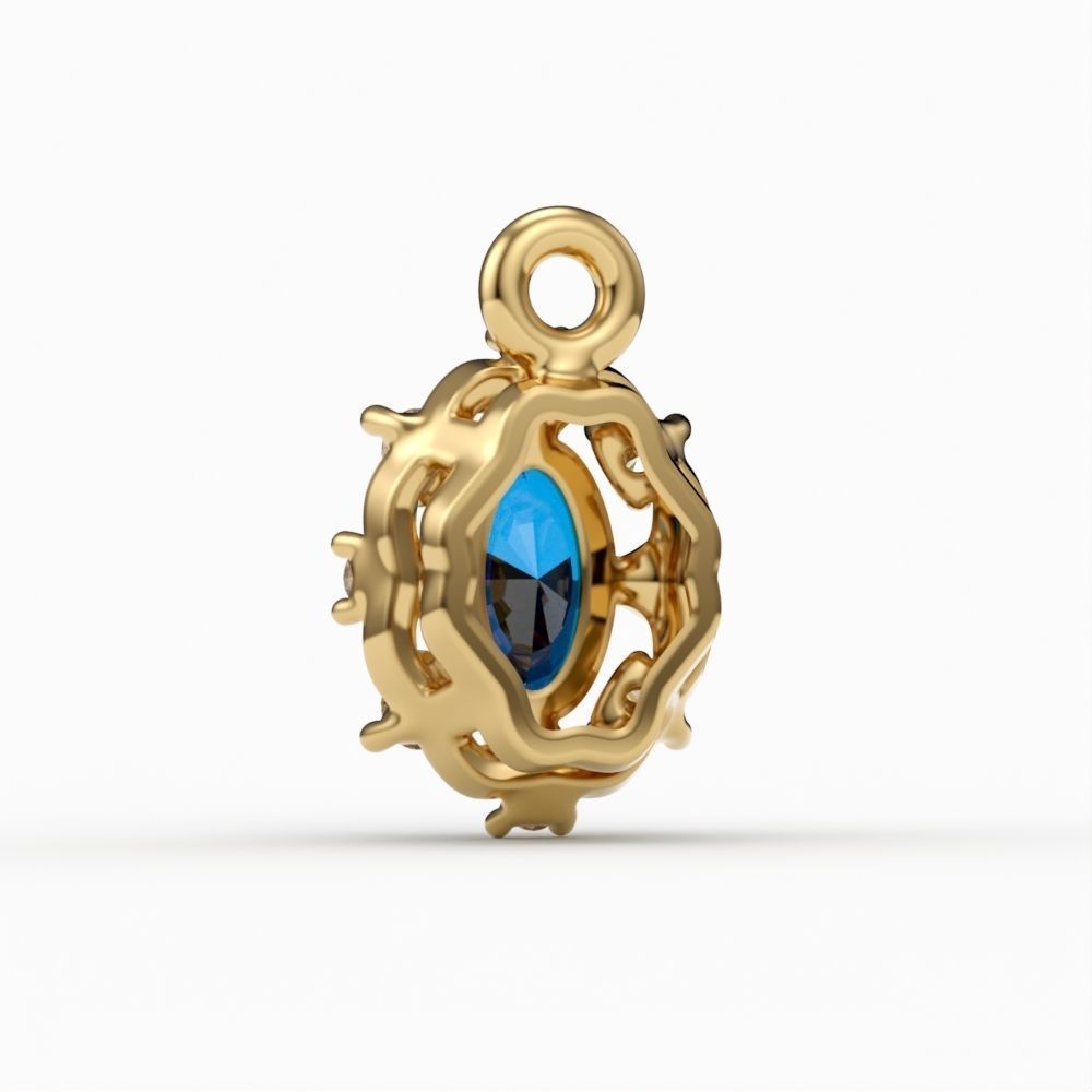 Women pendant with gems and diamonds 3dm stl vintage 3D print model_3