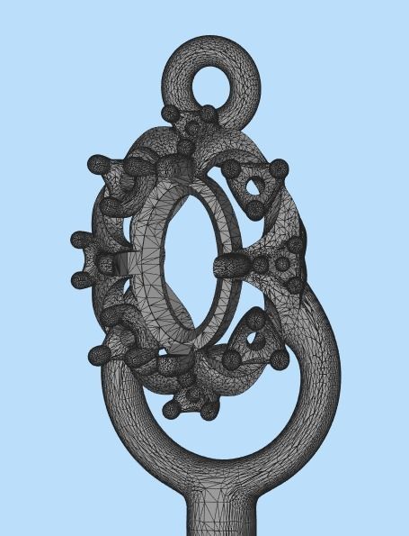 Women pendant with gems and diamonds 3dm stl vintage 3D print model_31