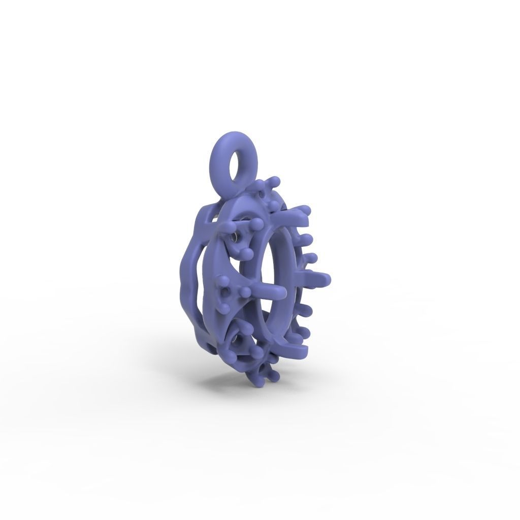 Women pendant with gems and diamonds 3dm stl vintage 3D print model_17