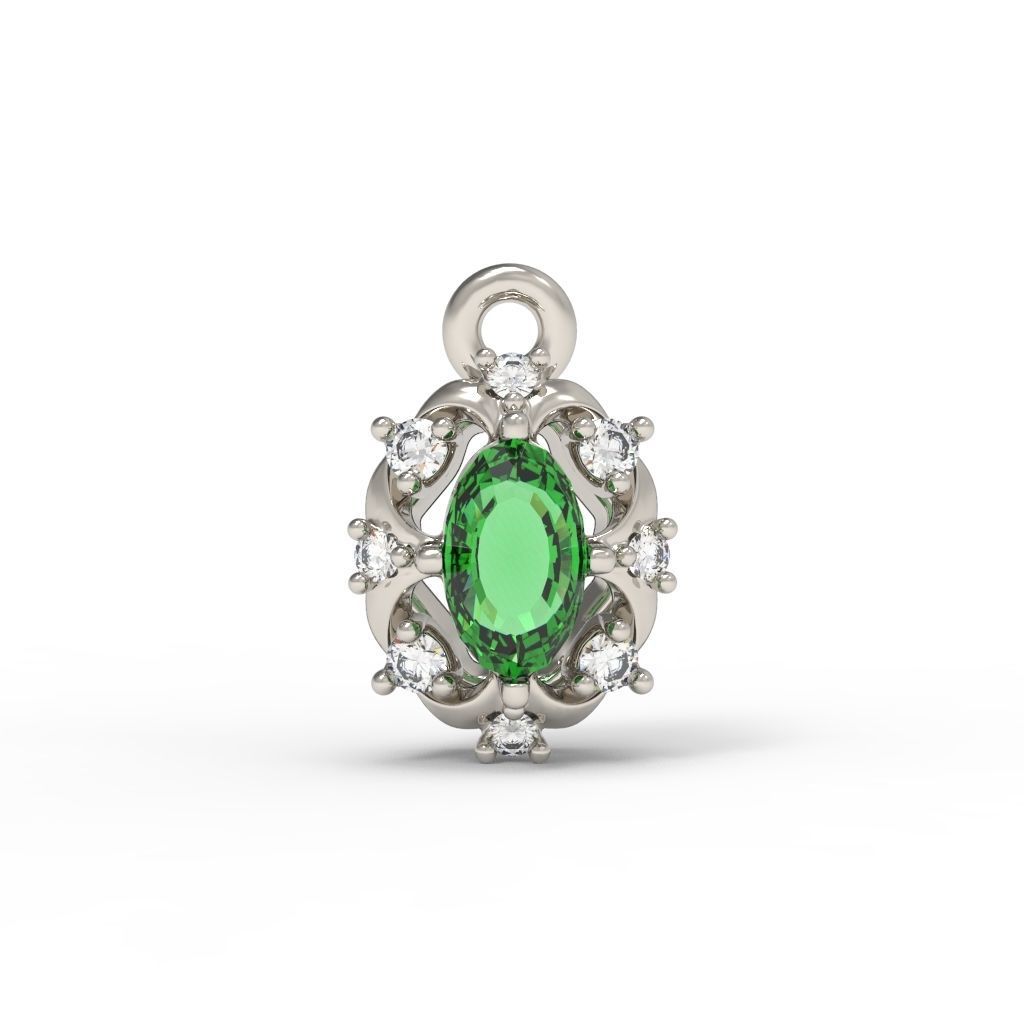 Women pendant with gems and diamonds 3dm stl vintage 3D print model_11
