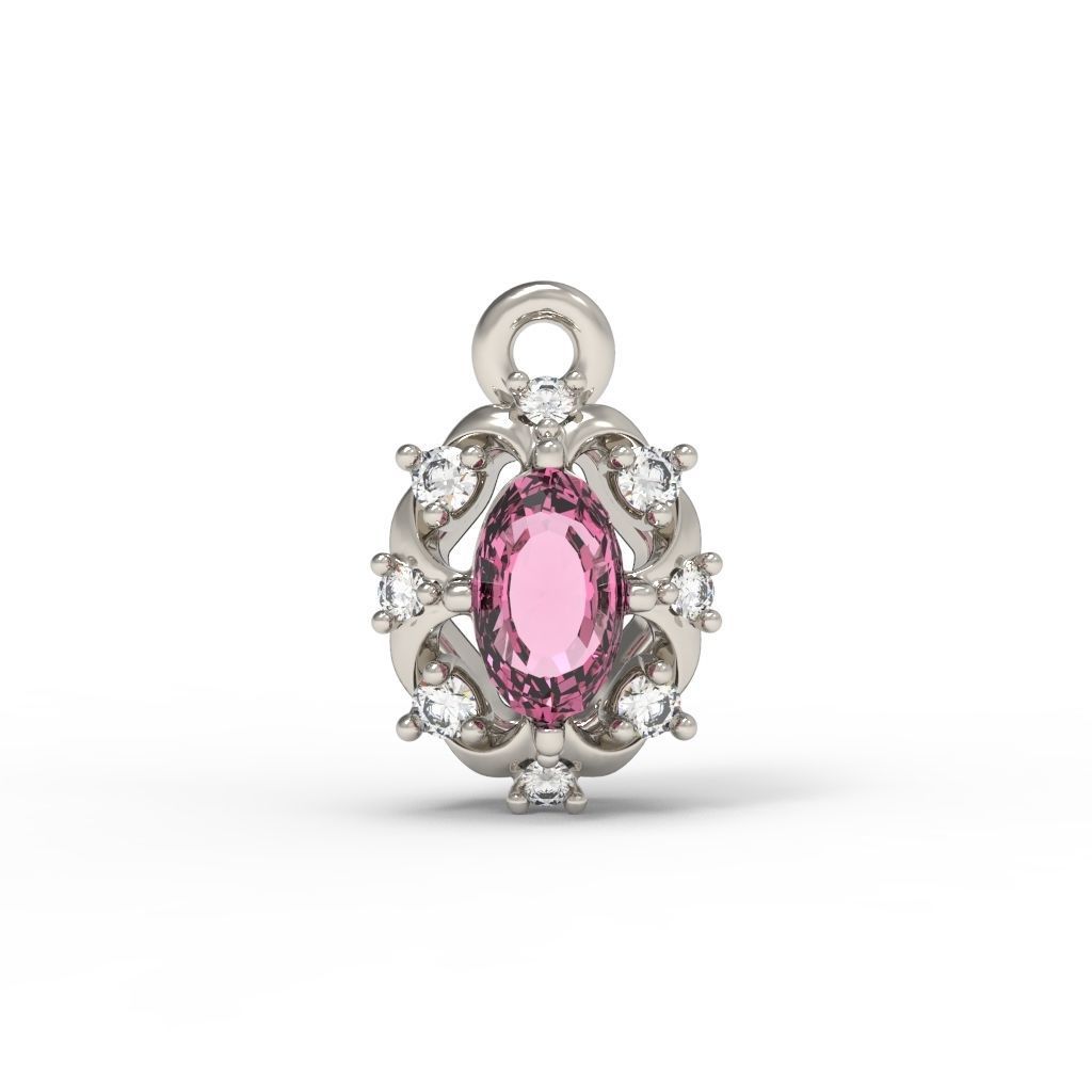 Women pendant with gems and diamonds 3dm stl vintage 3D print model_10