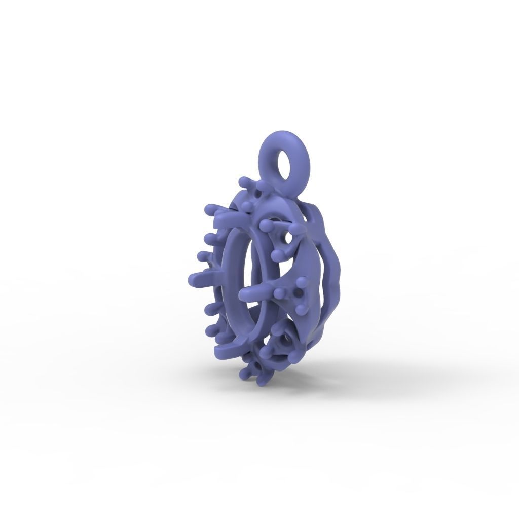 Women pendant with gems and diamonds 3dm stl vintage 3D print model_21