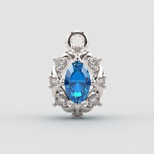 Women pendant with gems and diamonds 3dm stl vintage 3D print model