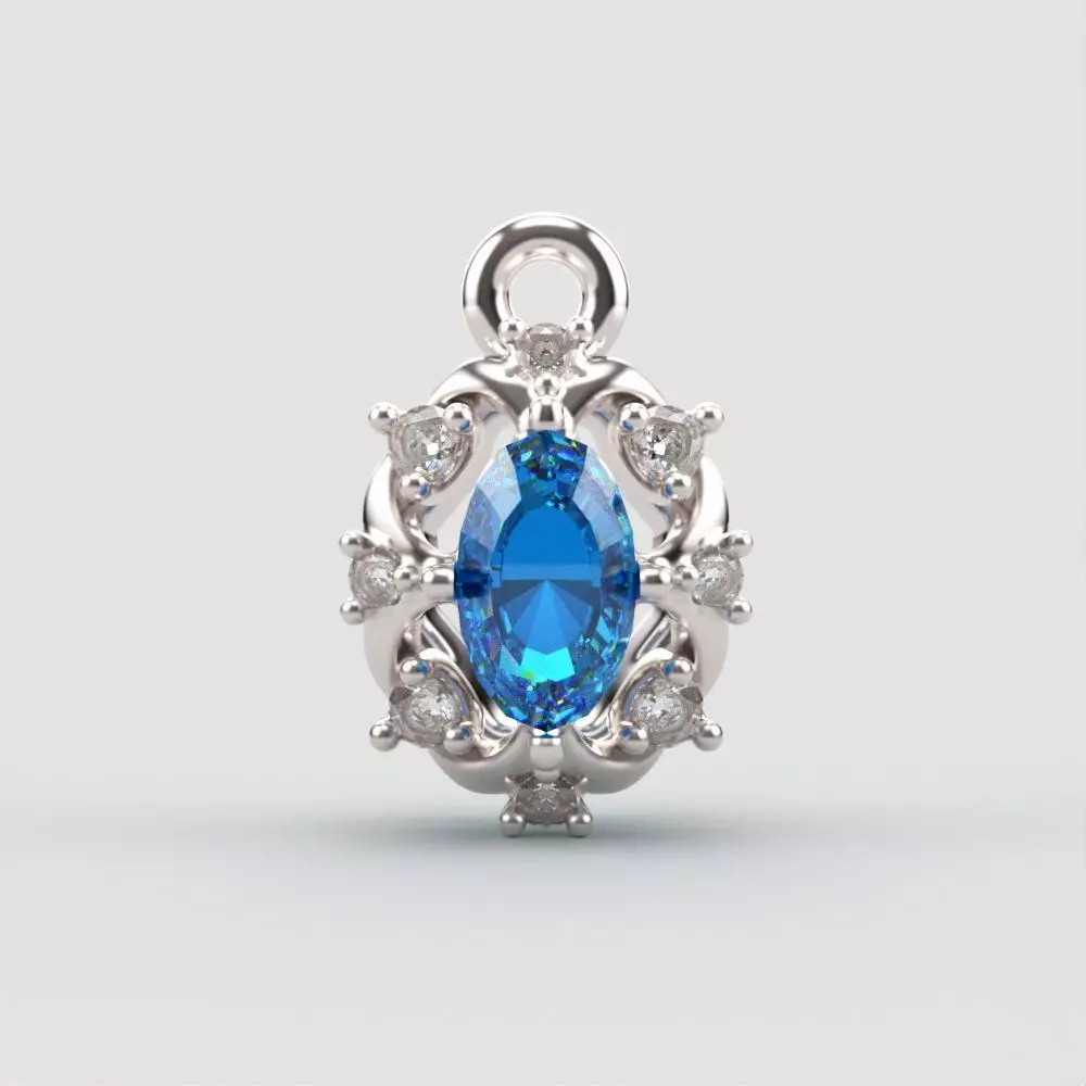 Women pendant with gems and diamonds 3dm stl vintage 3D print model_0