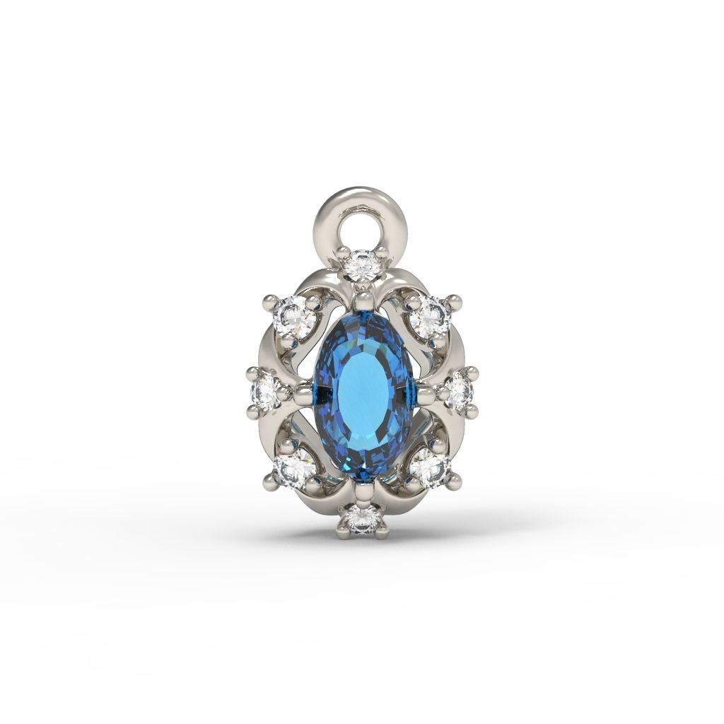 Women pendant with gems and diamonds 3dm stl vintage 3D print model_14
