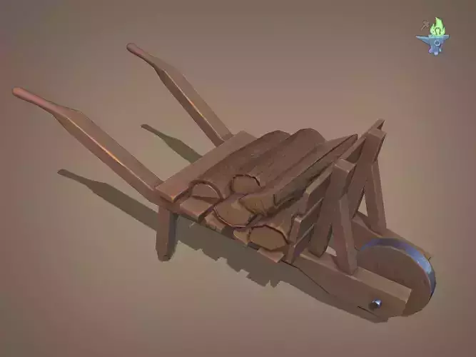 Wheel Barrow Low-poly 3D model