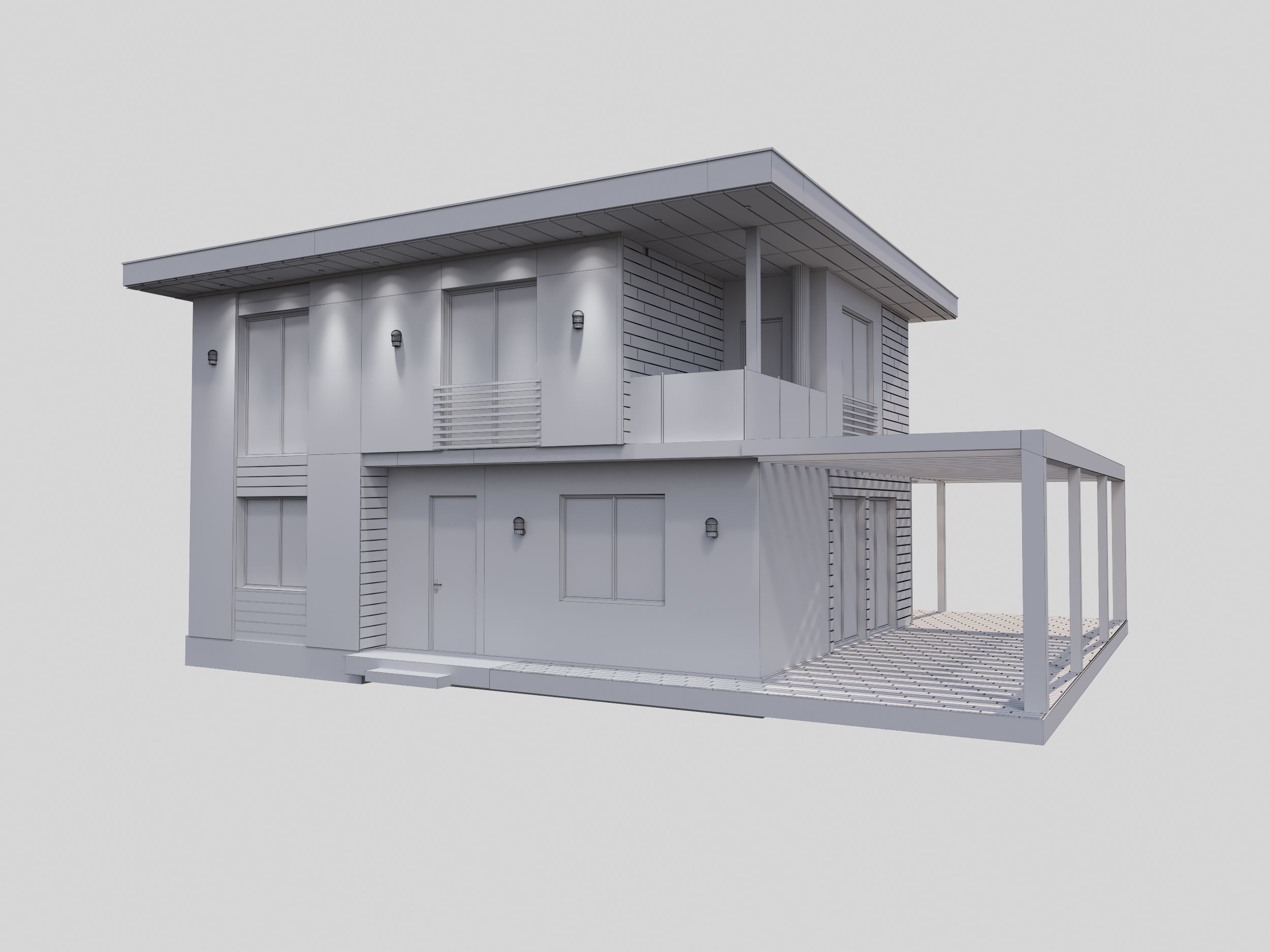 Two-storey house 3D 3D model_1