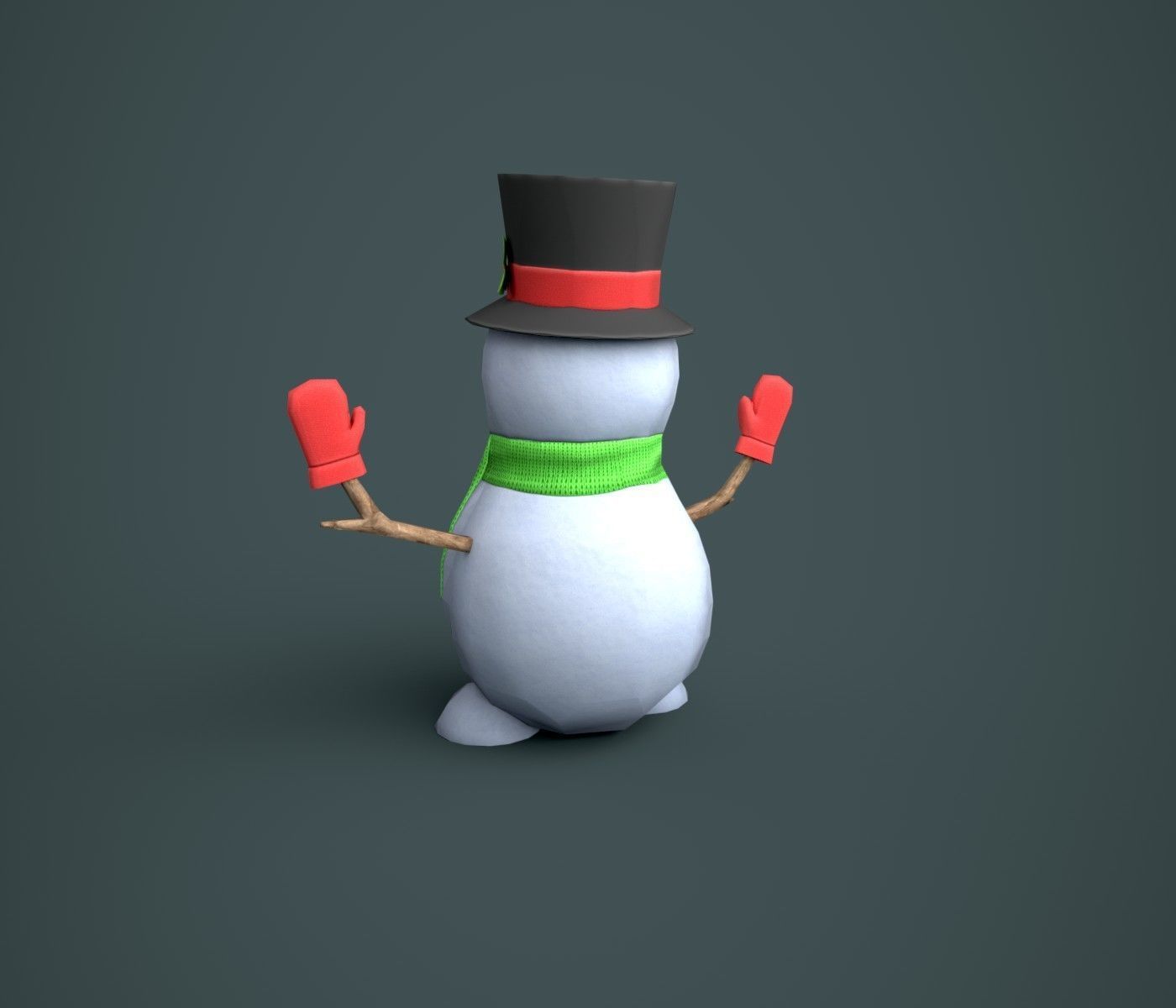 Snowmen Stylized Low-poly 3D model_5