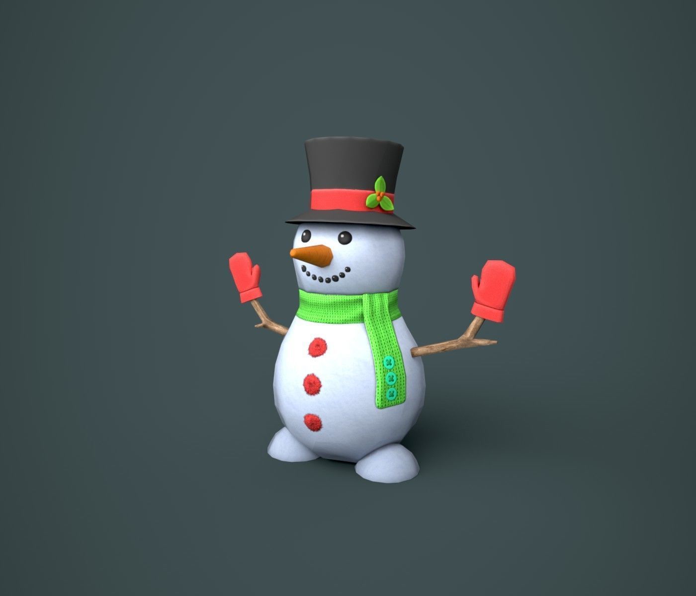 Snowmen Stylized Low-poly 3D model_4