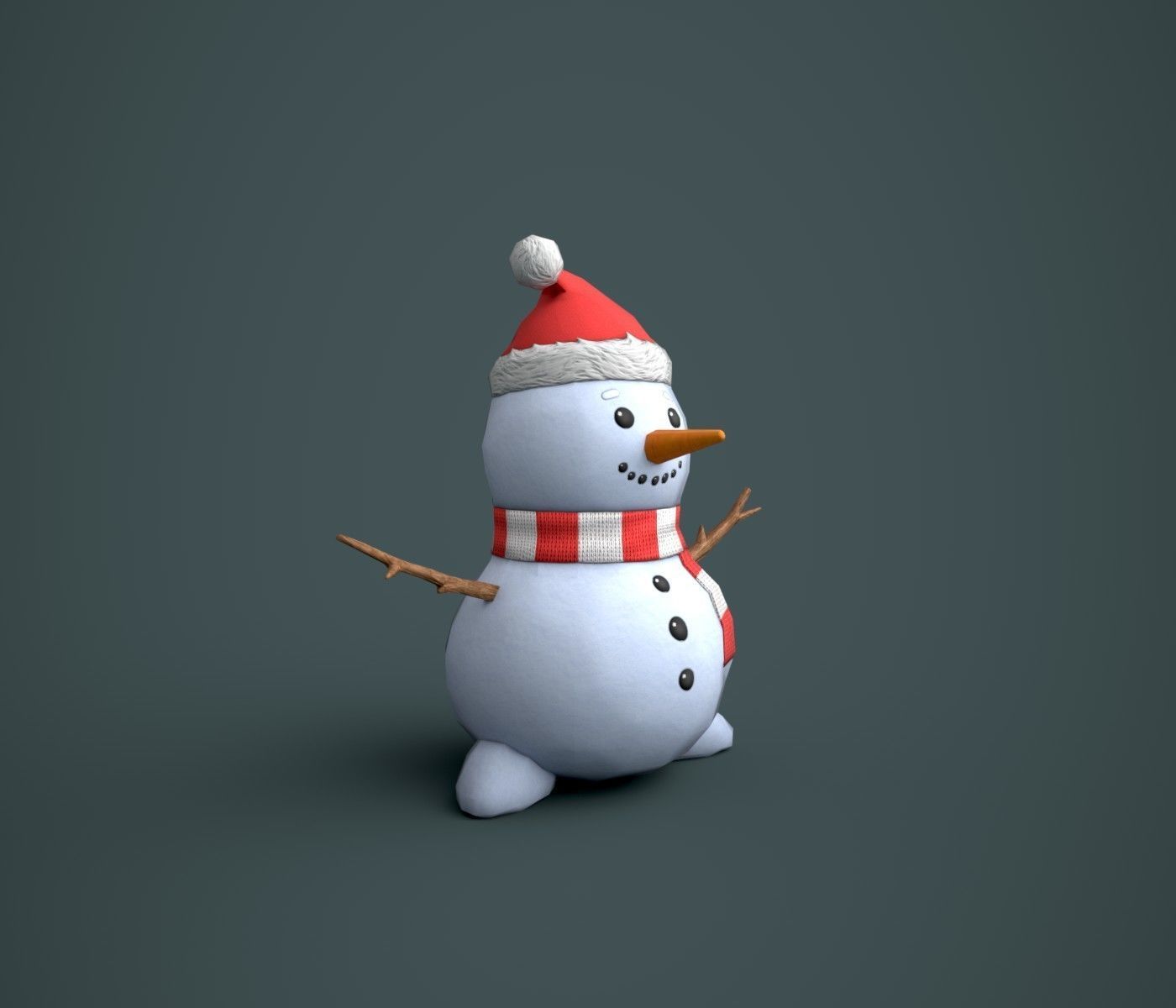 Snowmen Stylized Low-poly 3D model_3