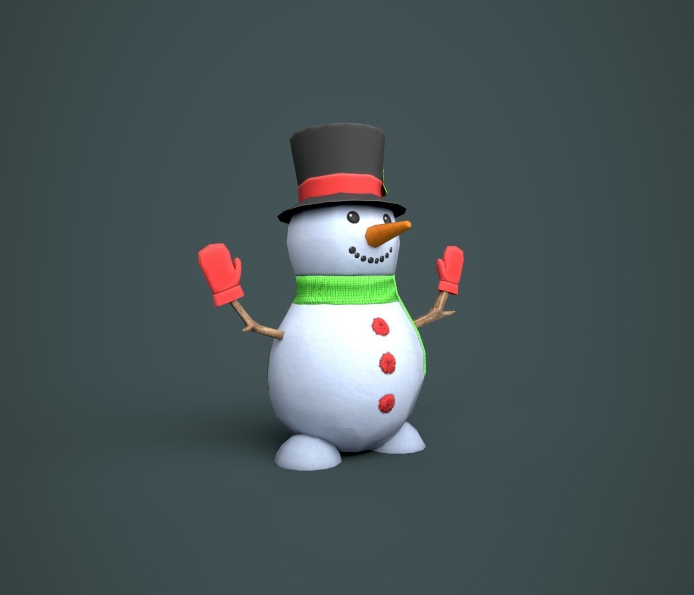 Snowmen Stylized Low-poly 3D model_6