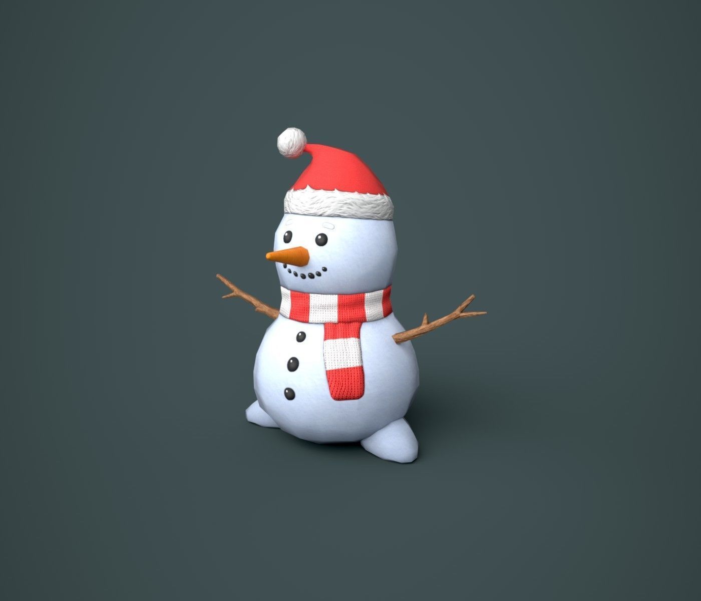 Snowmen Stylized Low-poly 3D model_1