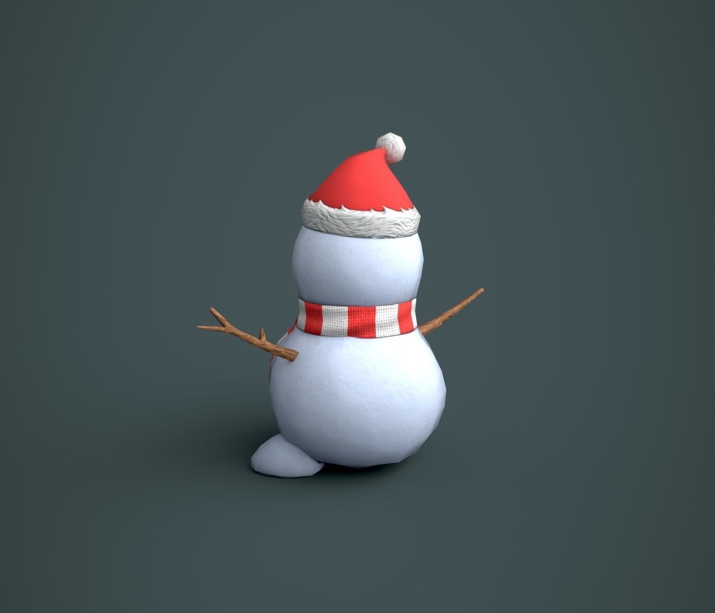Snowmen Stylized Low-poly 3D model_2