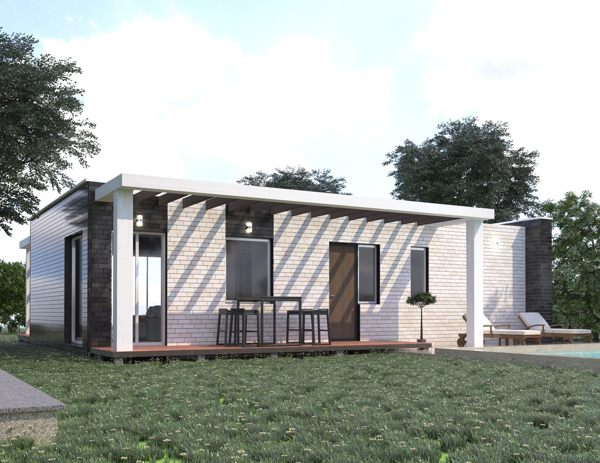 3D Modern brick House model 3D model_9