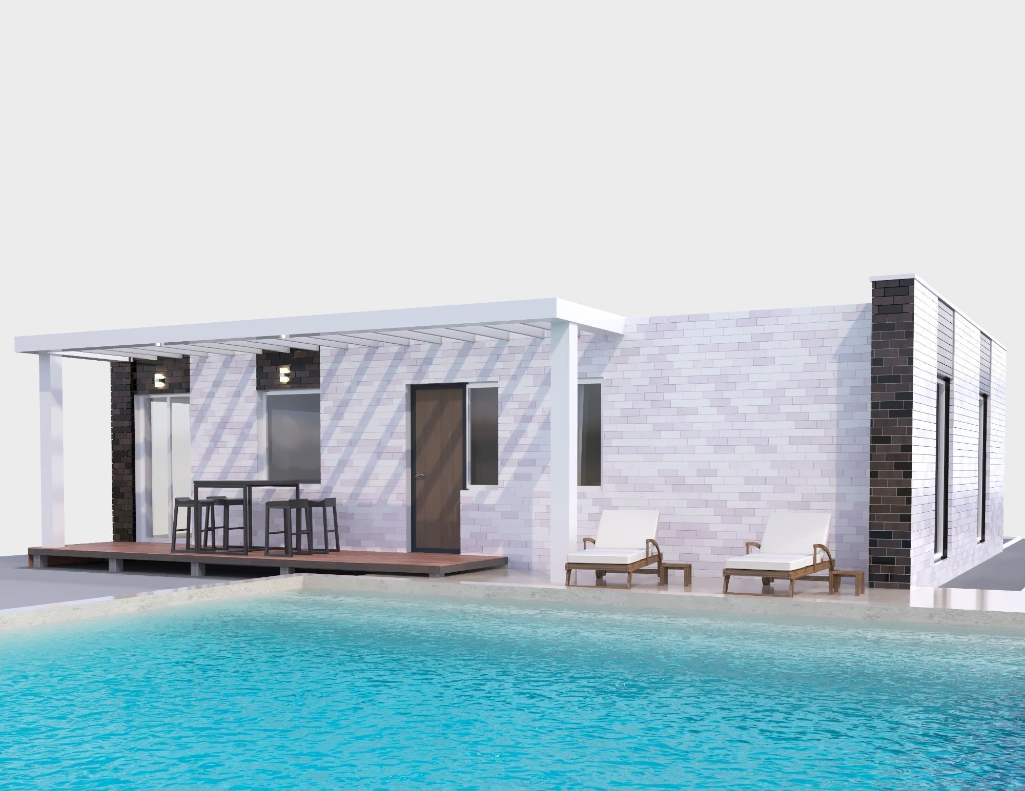 3D Modern brick House model 3D model_4