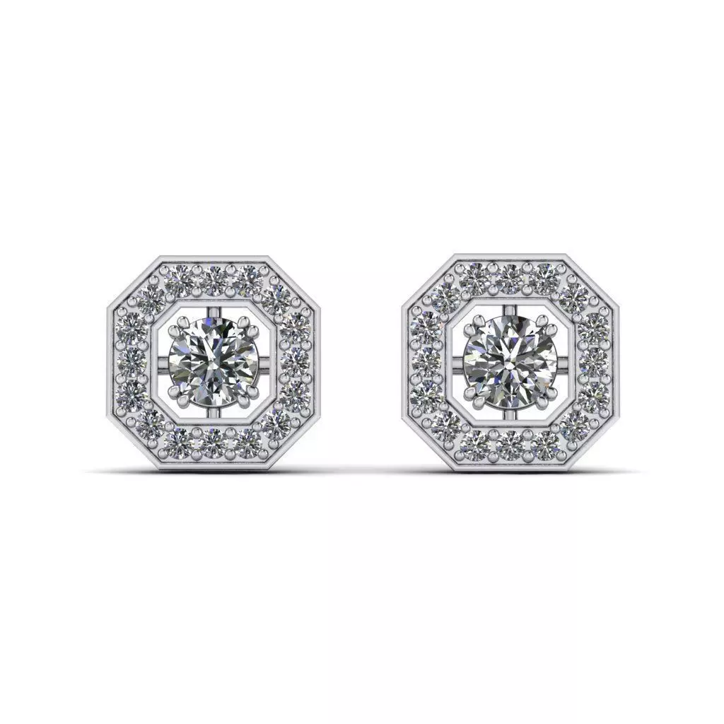 H-ERG-821 two diamond stud earrings 3D print model
