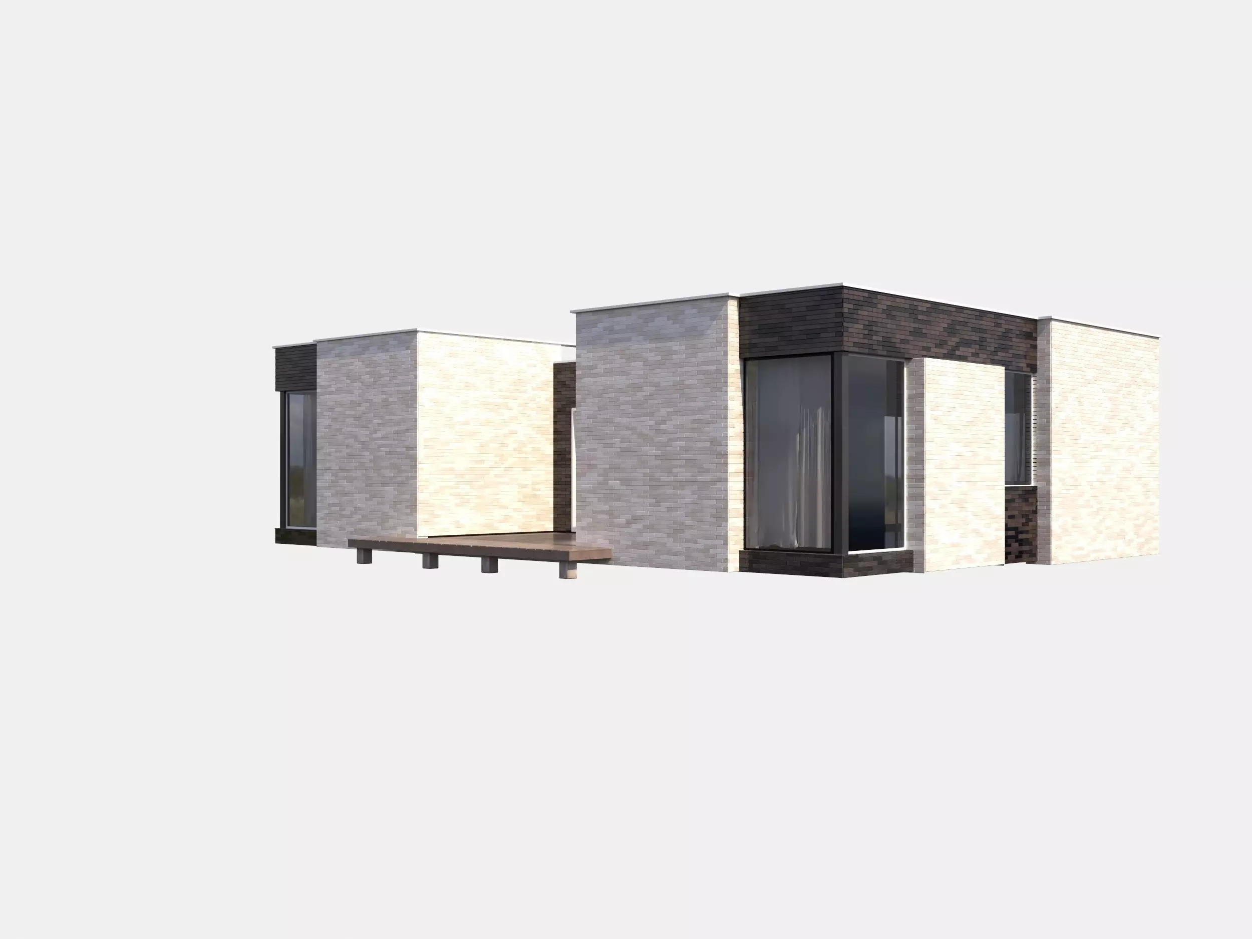 Modern brick House model 3D model_0