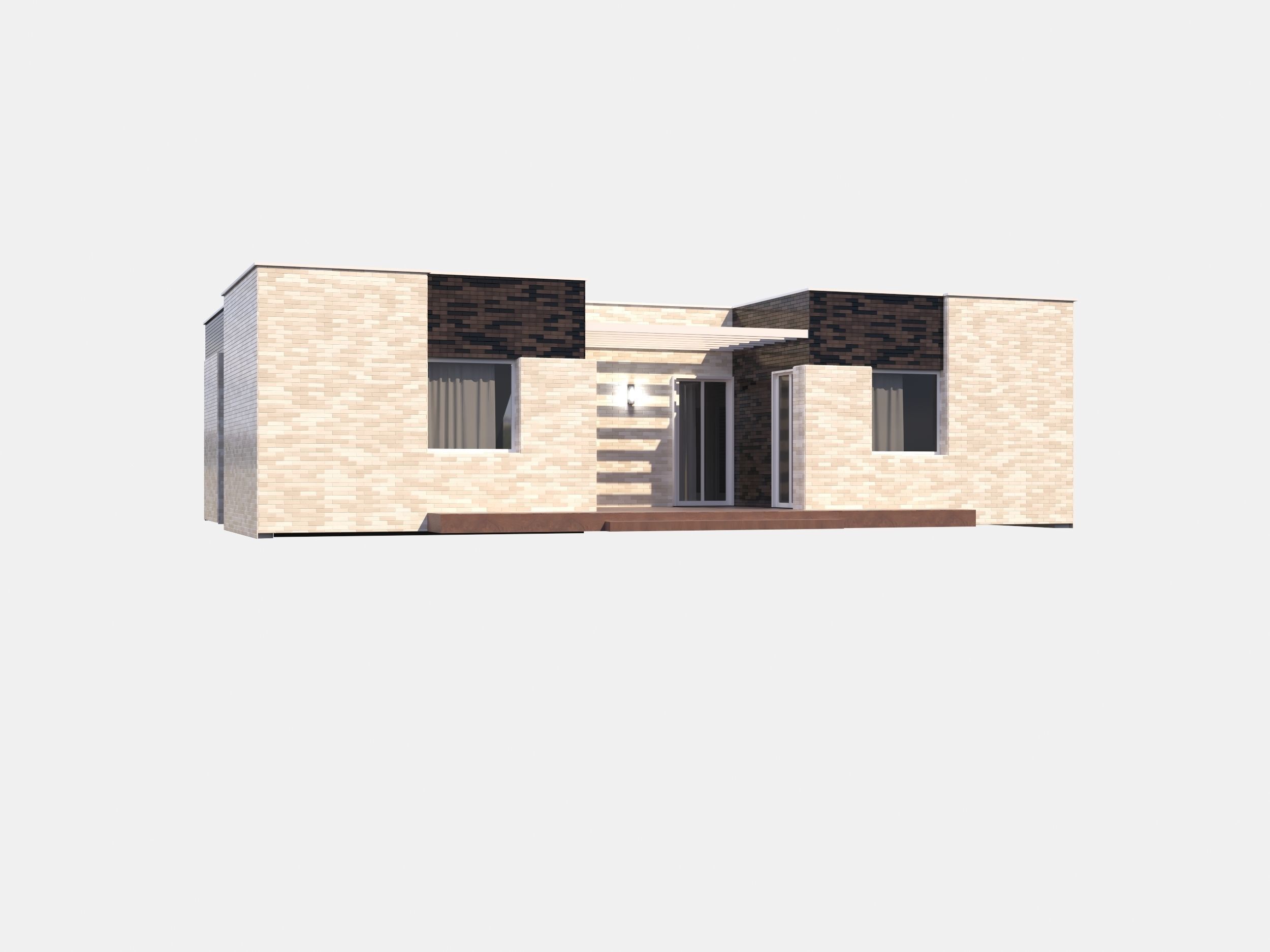 Modern brick House model 3D model_2