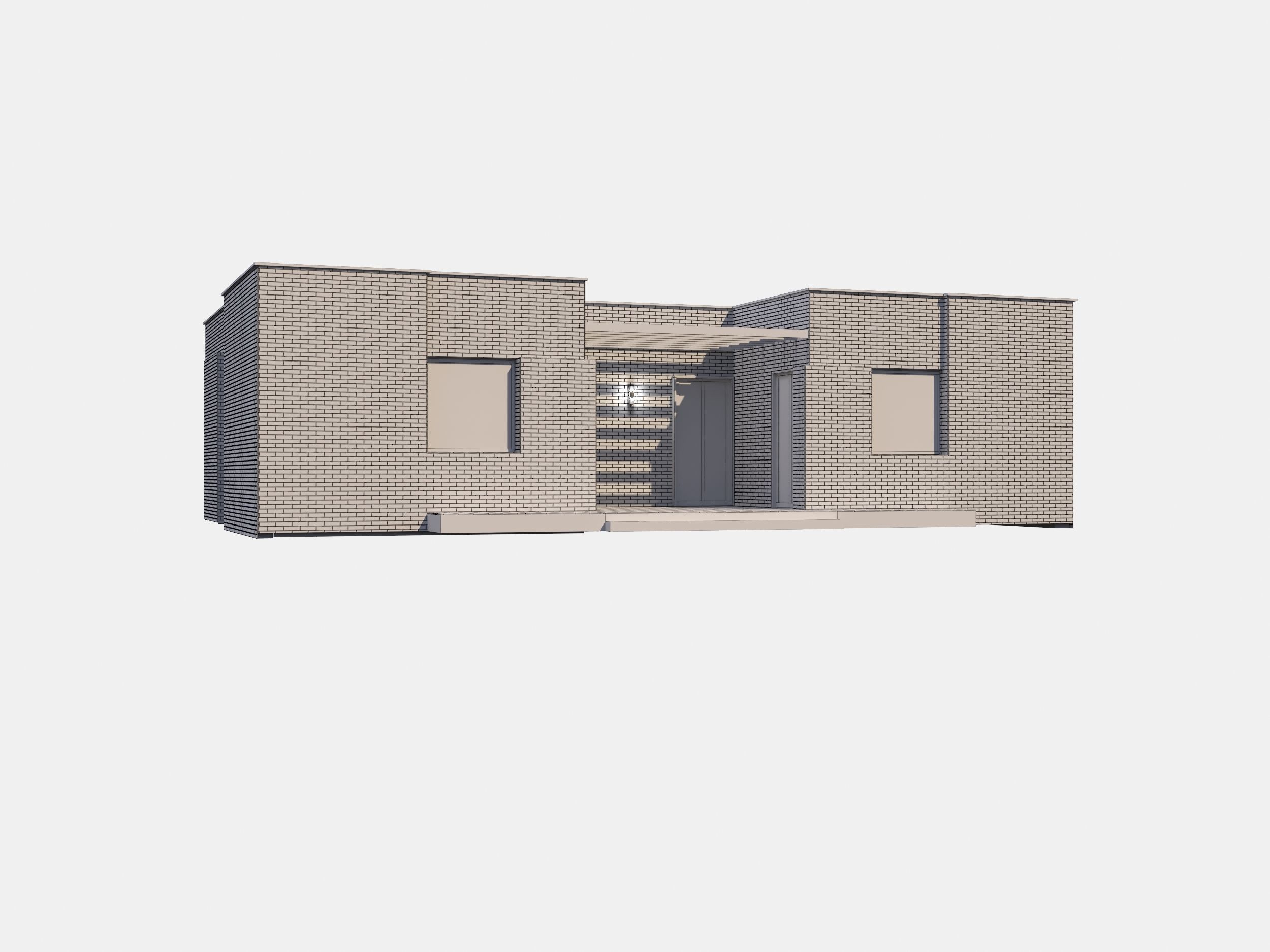 Modern brick House model 3D model_3