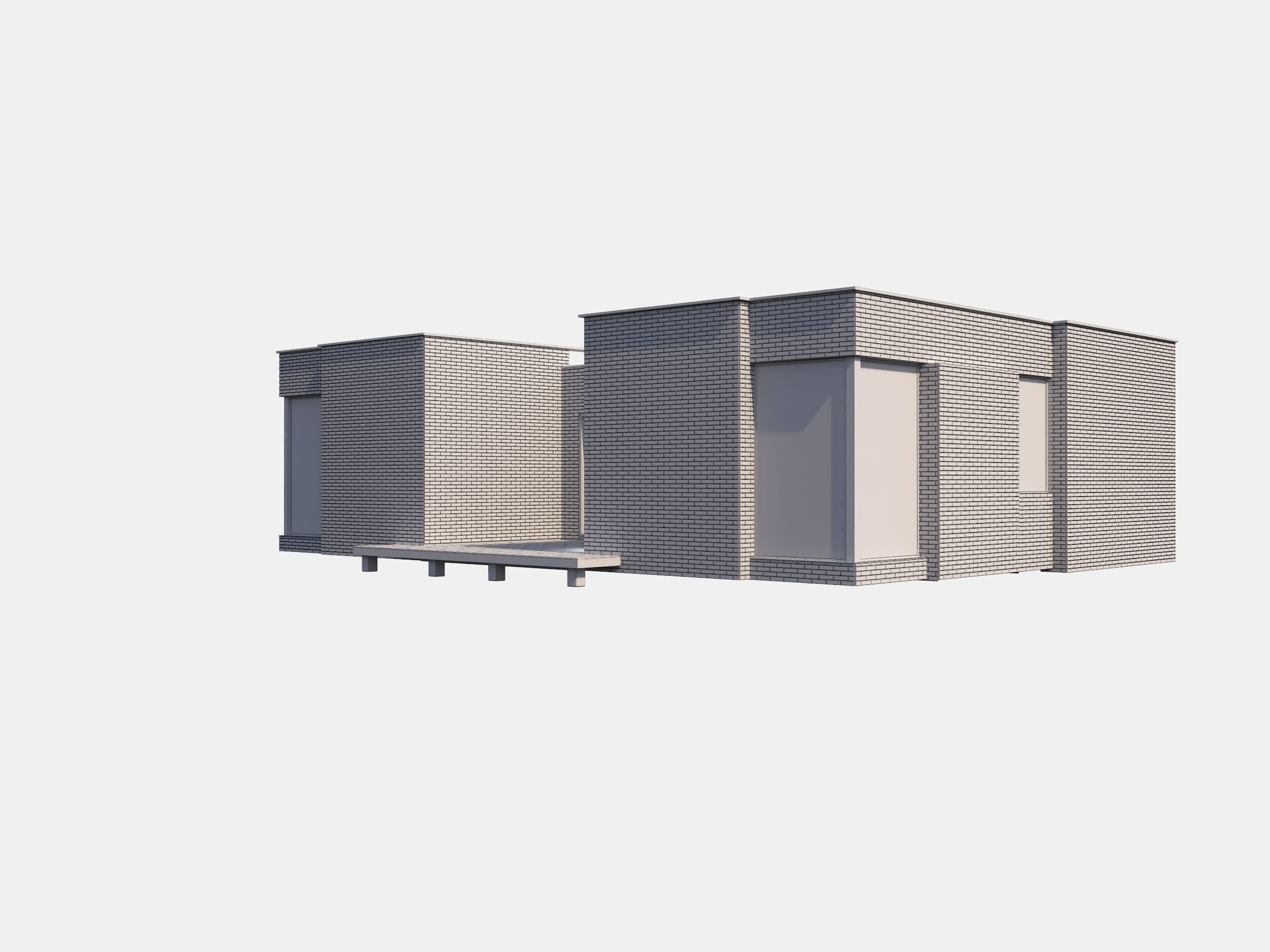 Modern brick House model 3D model_1