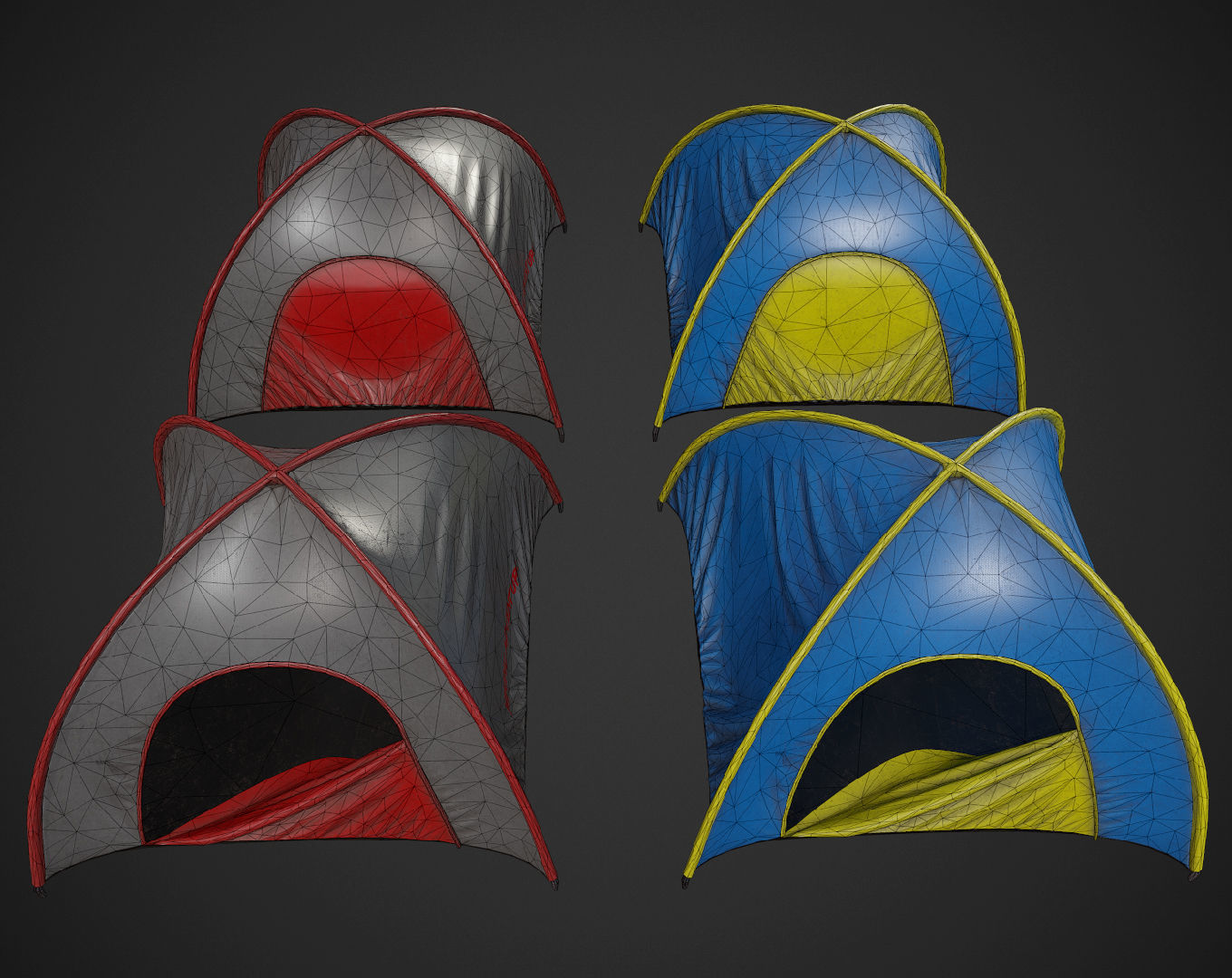 Tent pack Low-poly 3D model_5