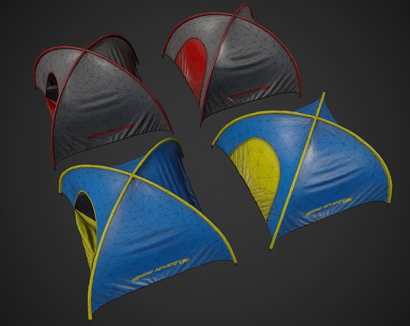 Tent pack Low-poly 3D model_6