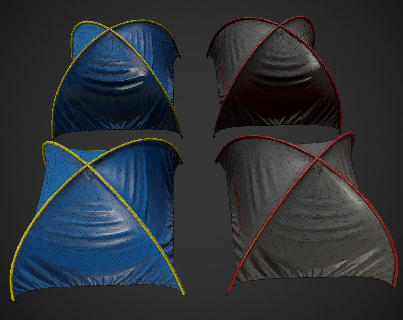 Tent pack Low-poly 3D model_7