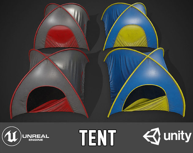 Tent pack Low-poly 3D model