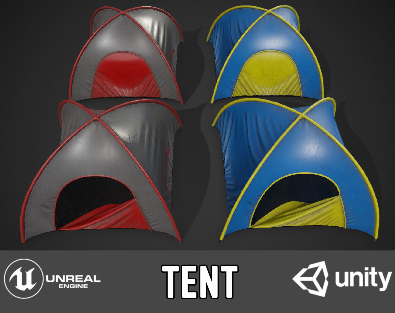 Tent pack Low-poly 3D model_0
