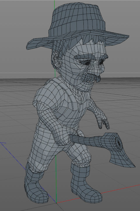 Farmer with shovel Low-poly 3D model_10