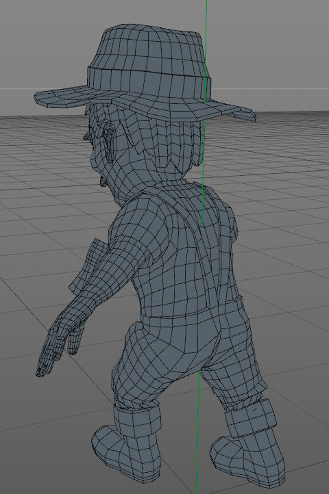 Farmer with shovel Low-poly 3D model_11