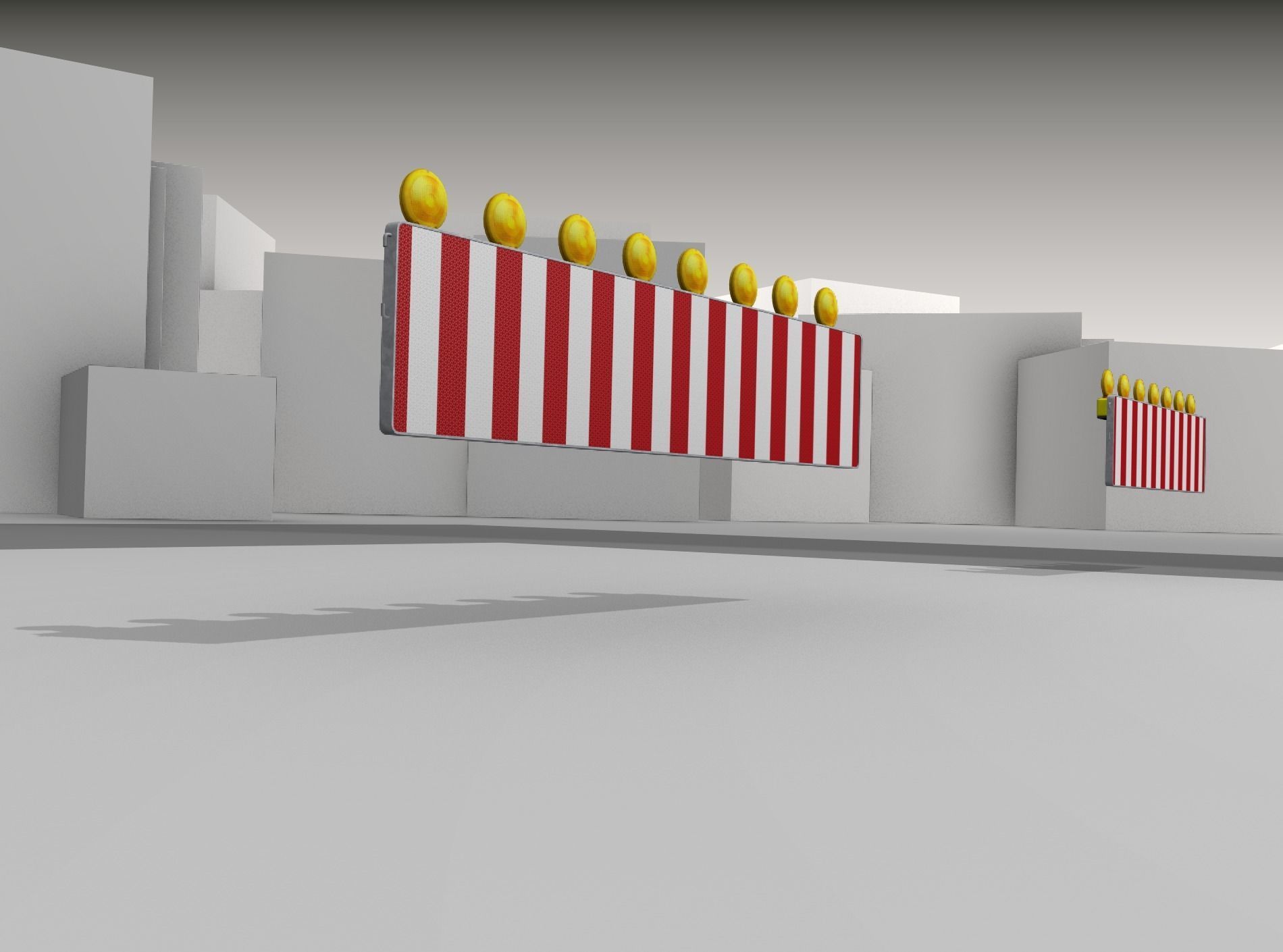 Construction Barrier 4 with warning lights 600-39 500x2400mm Low-poly 3D model_41
