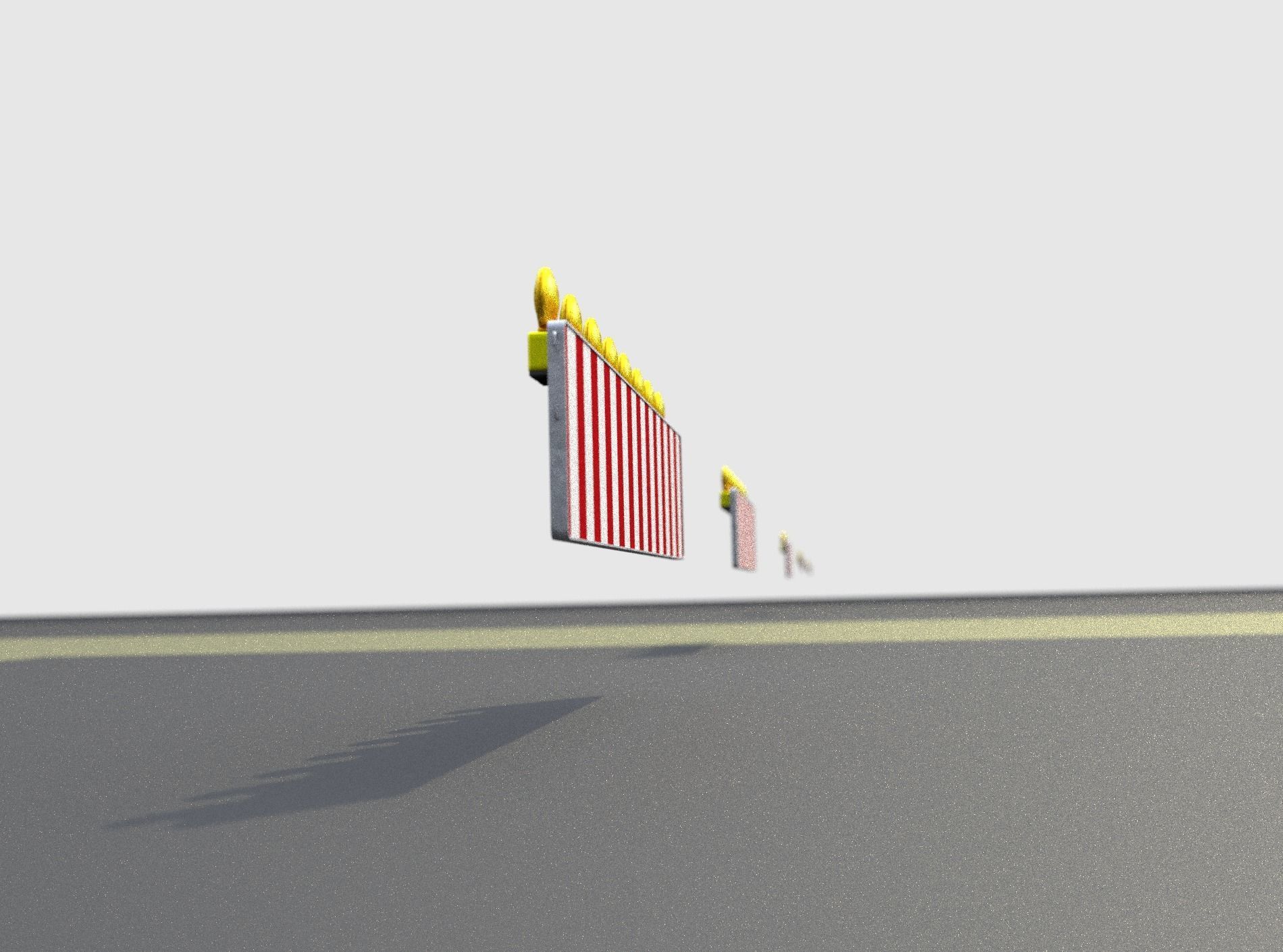 Construction Barrier 4 with warning lights 600-39 500x2400mm Low-poly 3D model_36