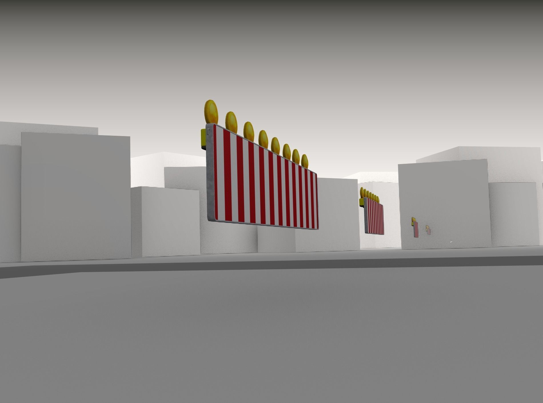 Construction Barrier 4 with warning lights 600-39 500x2400mm Low-poly 3D model_37