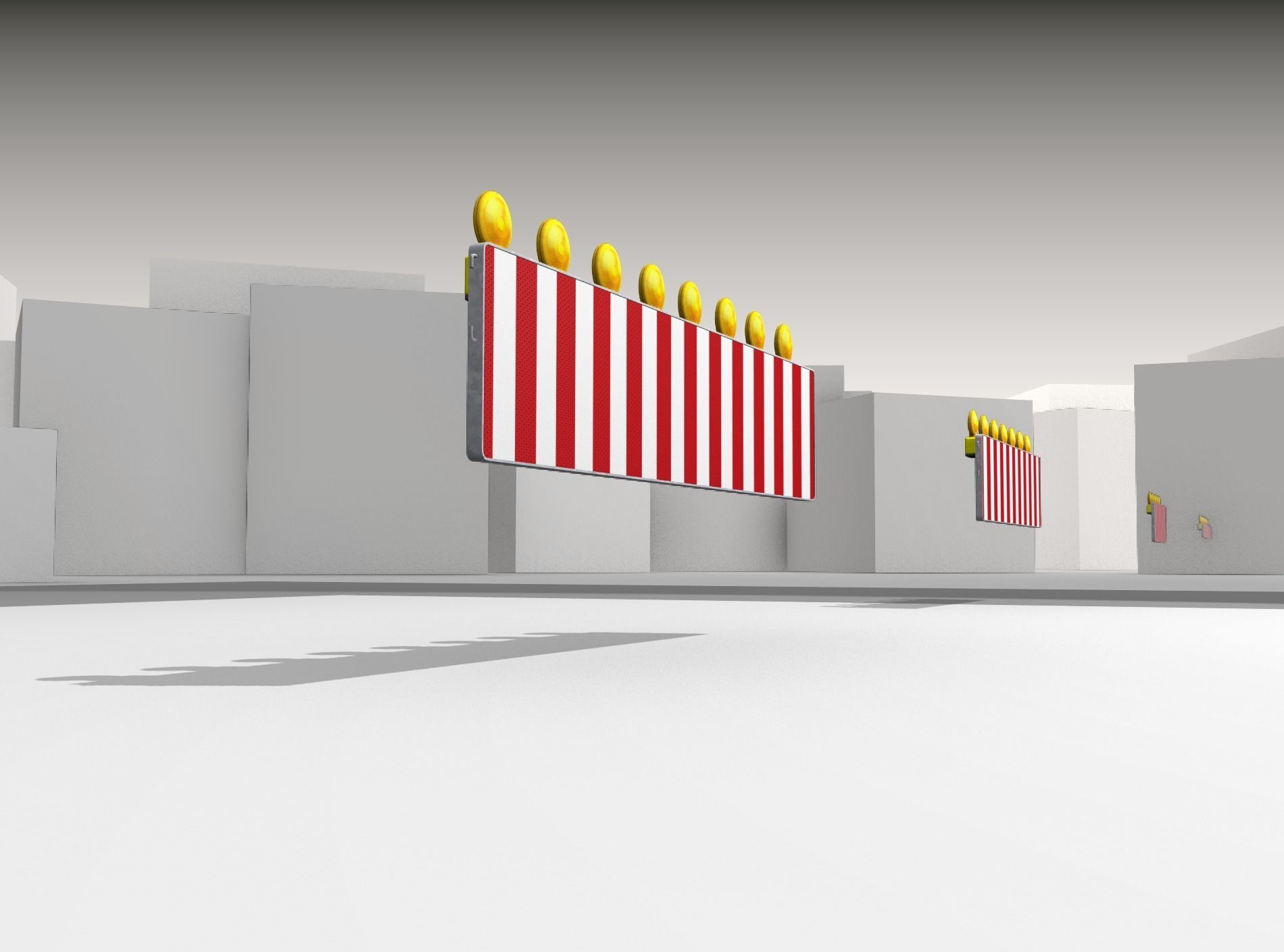 Construction Barrier 4 with warning lights 600-39 500x2400mm Low-poly 3D model_39