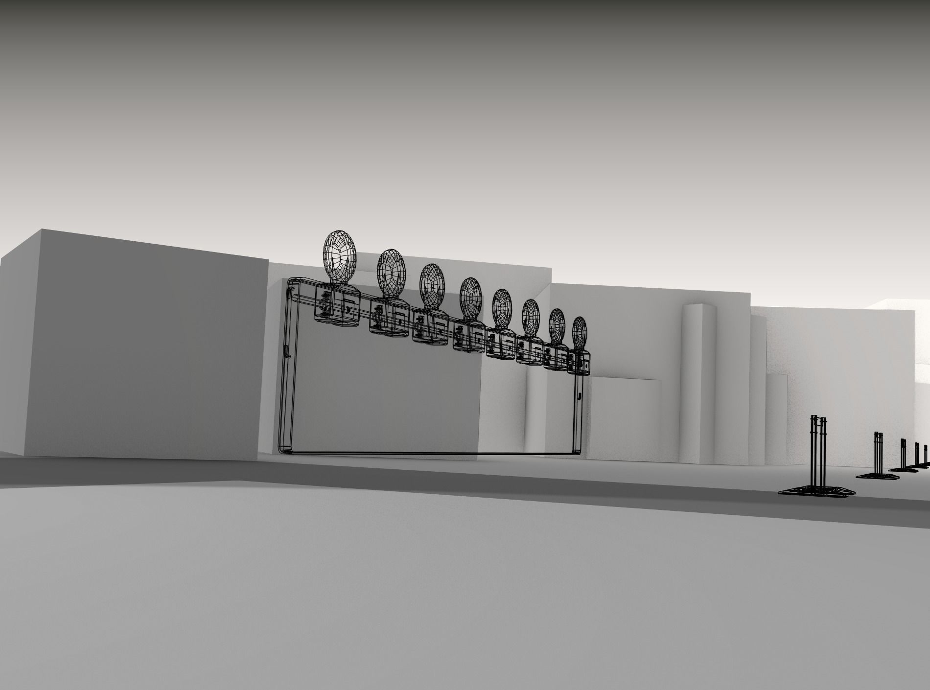 Construction Barrier 4 with warning lights 600-39 500x2400mm Low-poly 3D model_17