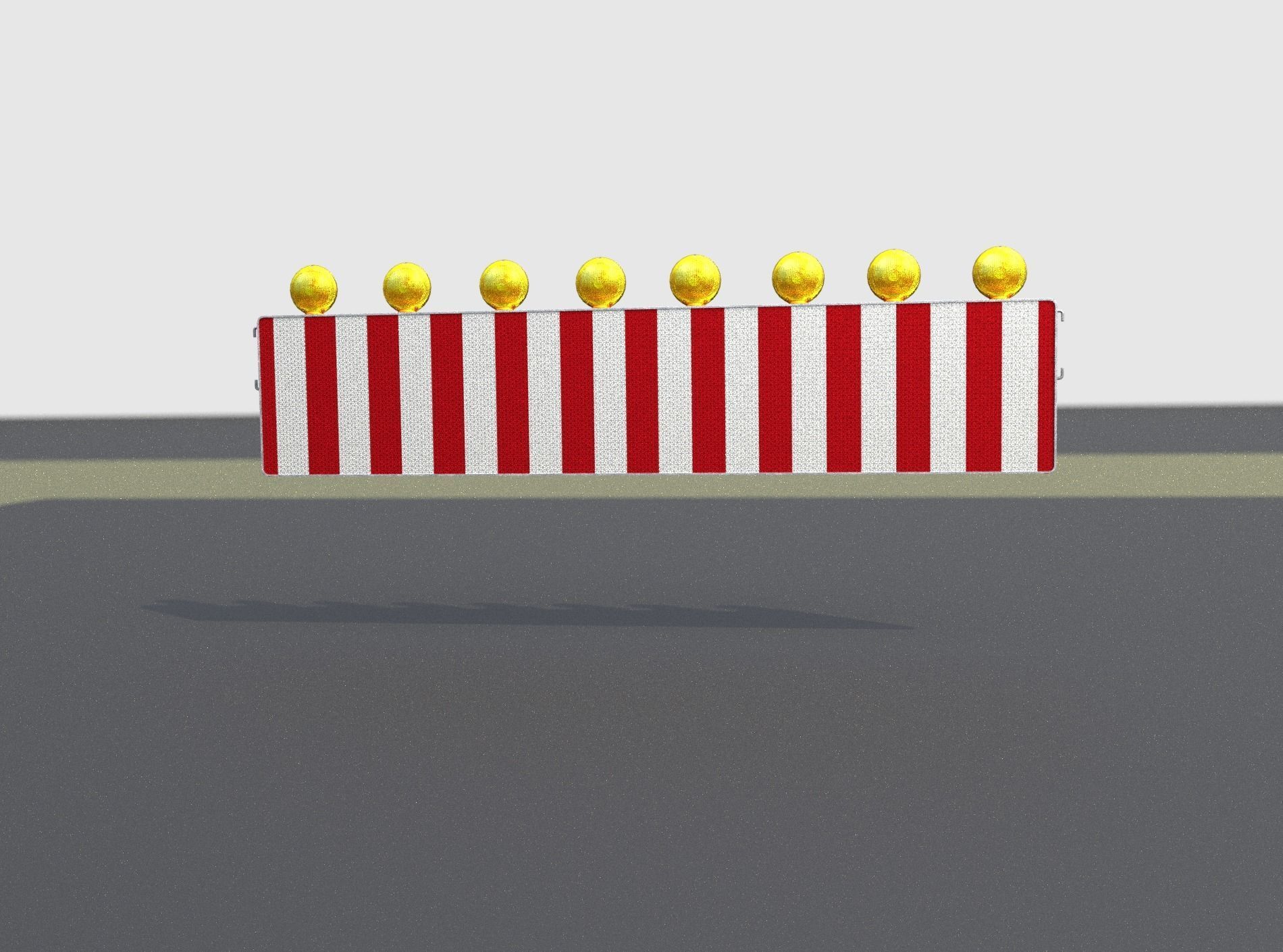 Construction Barrier 4 with warning lights 600-39 500x2400mm Low-poly 3D model_5