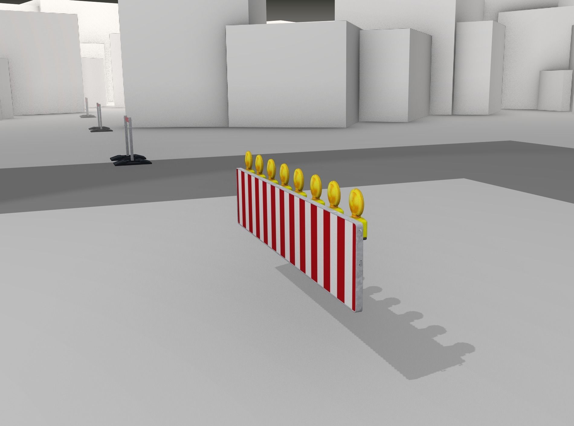 Construction Barrier 4 with warning lights 600-39 500x2400mm Low-poly 3D model_12