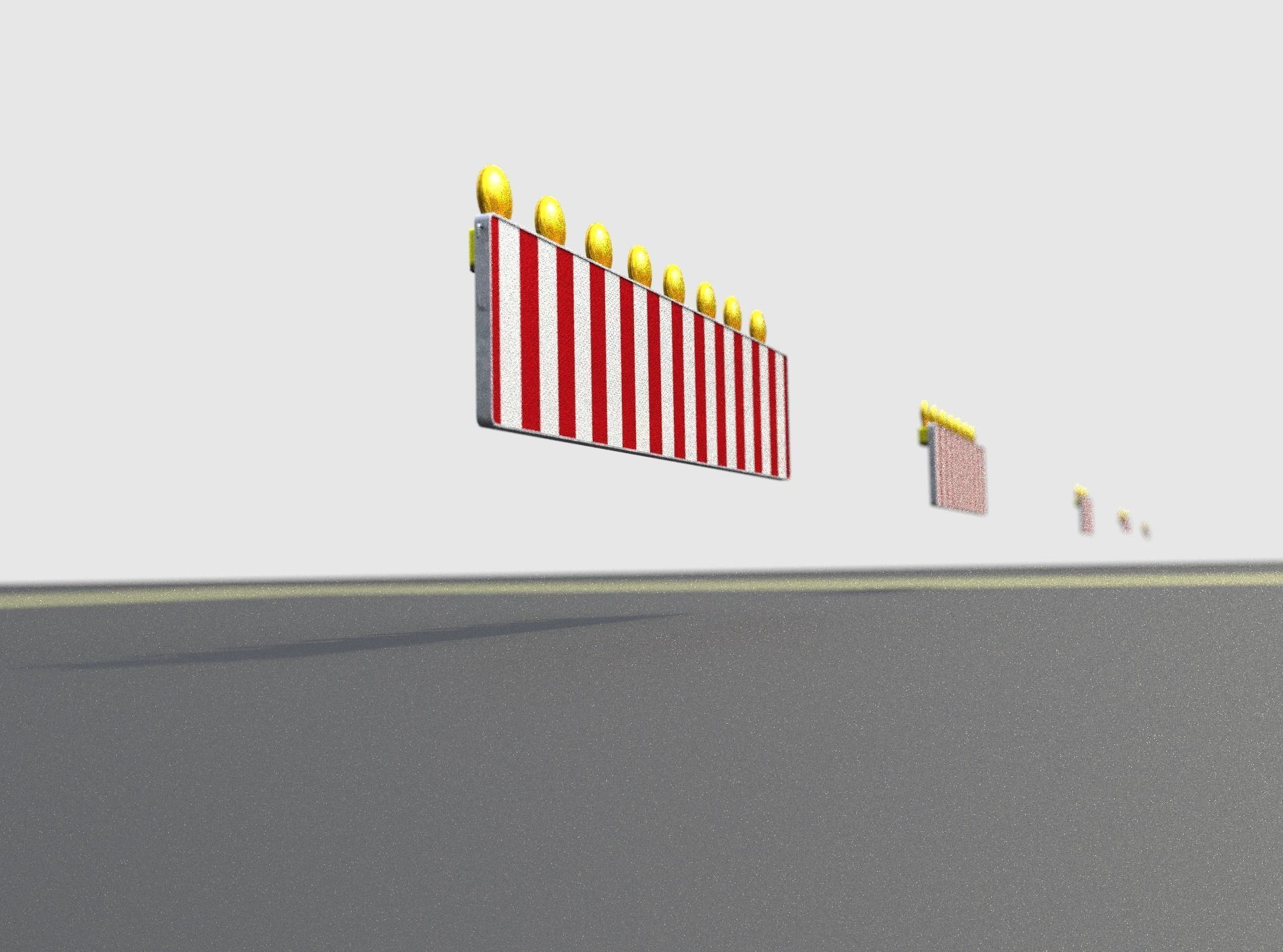 Construction Barrier 4 with warning lights 600-39 500x2400mm Low-poly 3D model_38