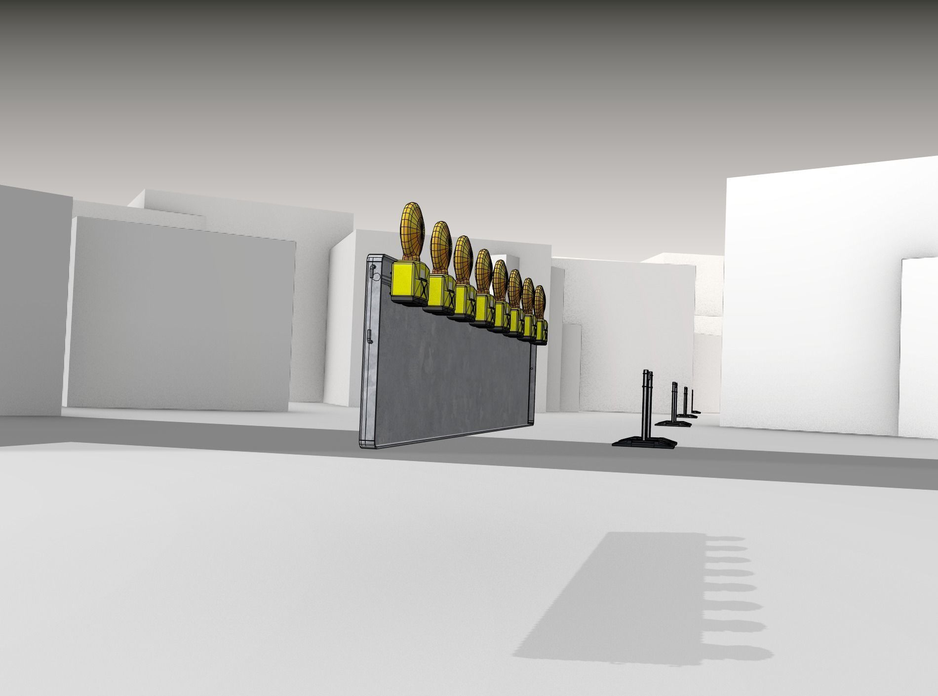 Construction Barrier 4 with warning lights 600-39 500x2400mm Low-poly 3D model_16