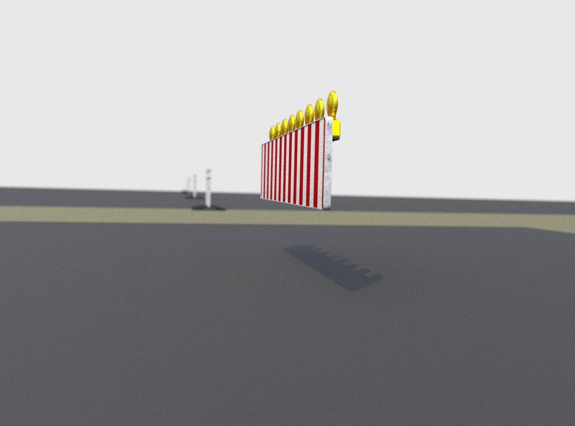 Construction Barrier 4 with warning lights 600-39 500x2400mm Low-poly 3D model_13