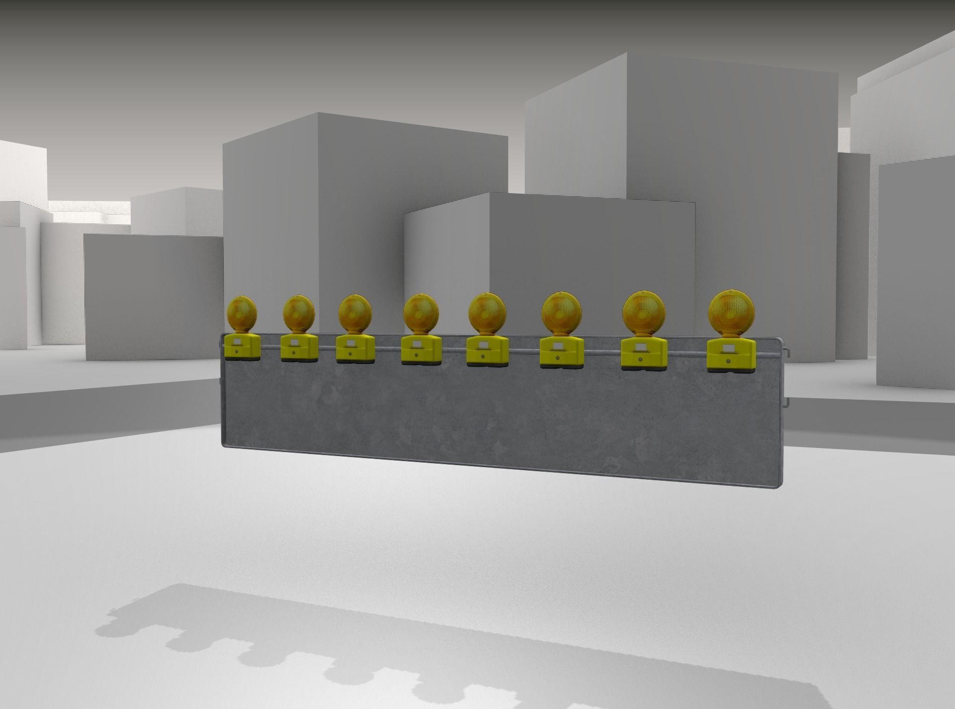 Construction Barrier 4 with warning lights 600-39 500x2400mm Low-poly 3D model_29