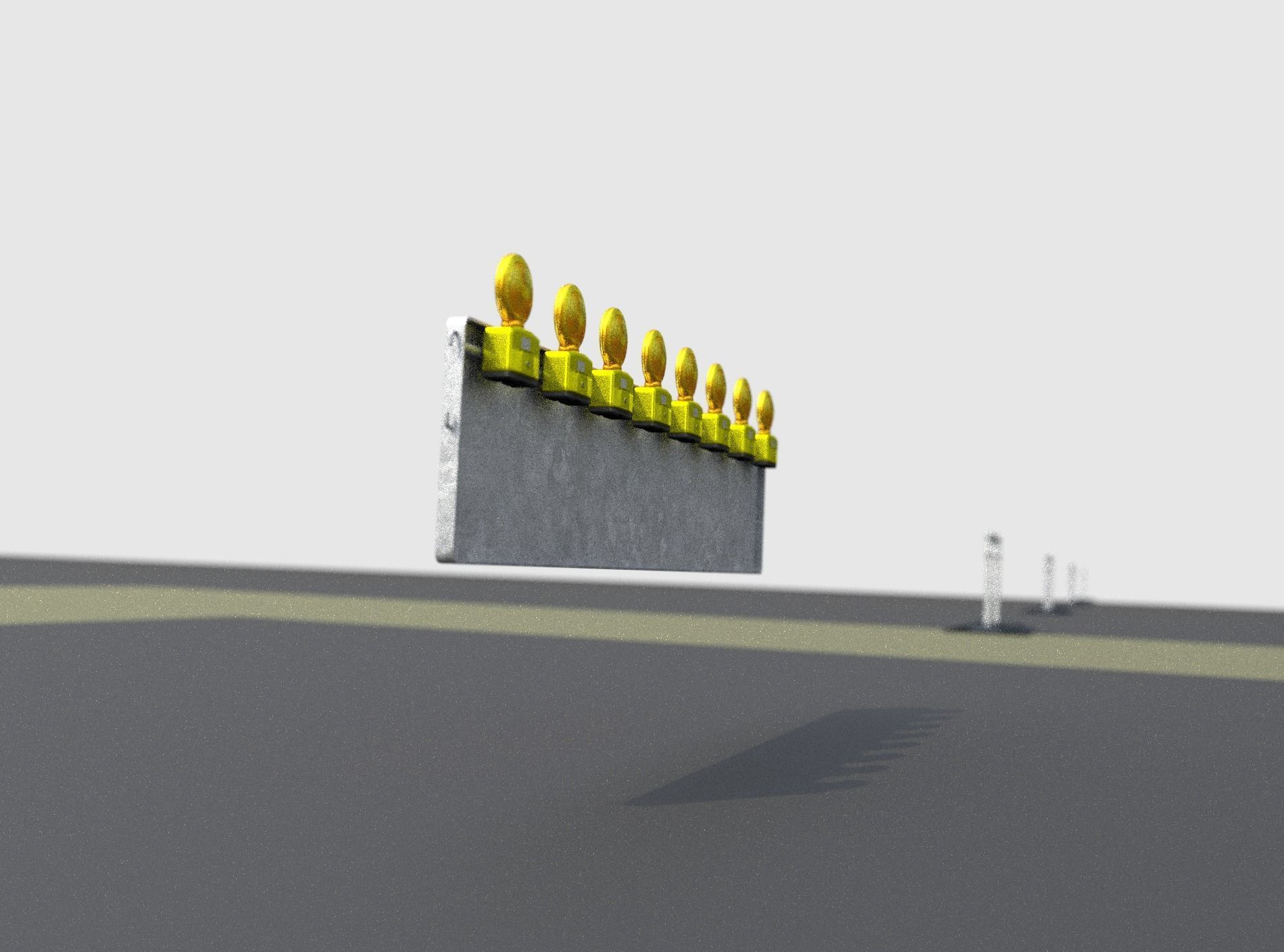 Construction Barrier 4 with warning lights 600-39 500x2400mm Low-poly 3D model_2