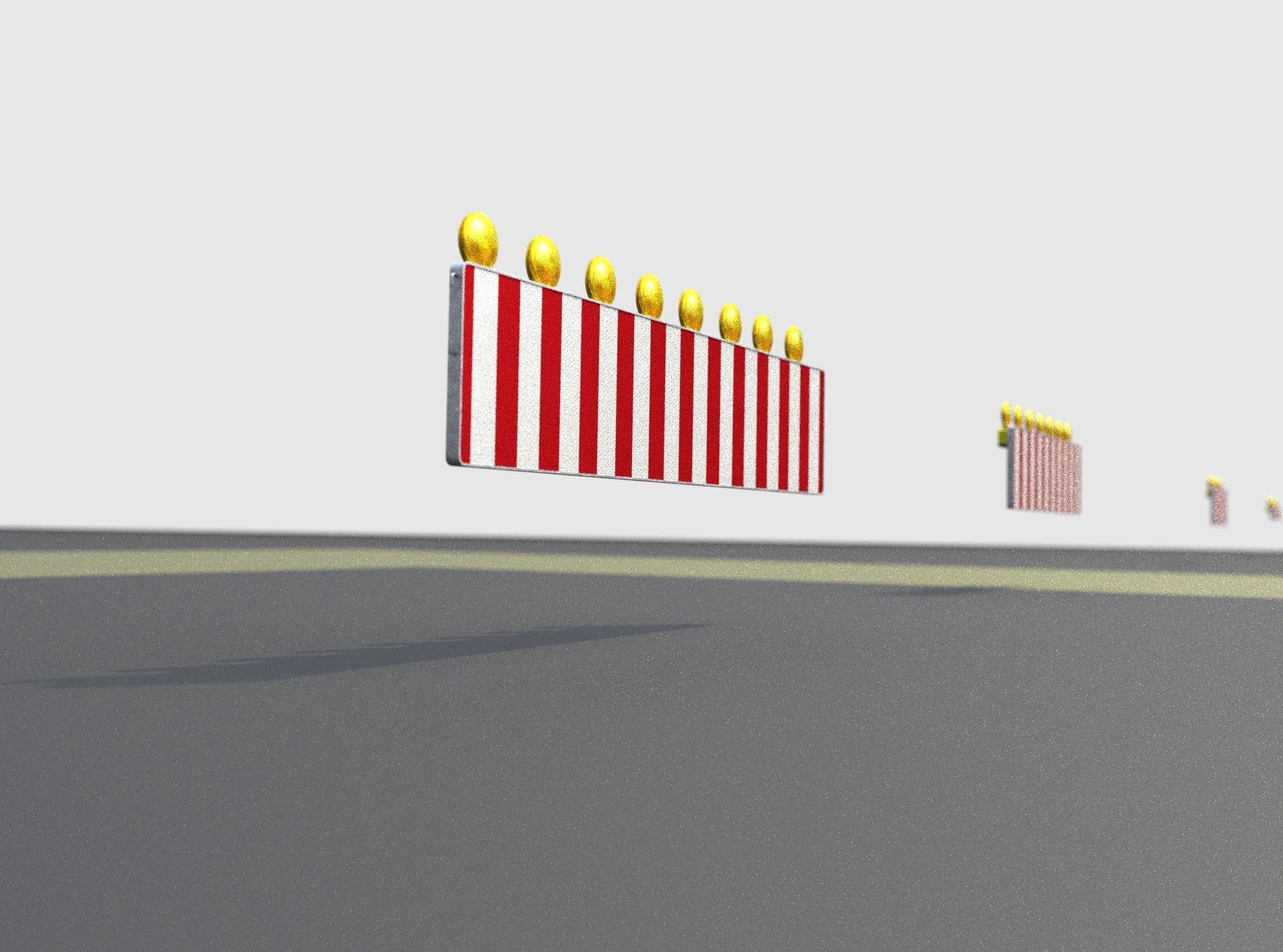 Construction Barrier 4 with warning lights 600-39 500x2400mm Low-poly 3D model_40
