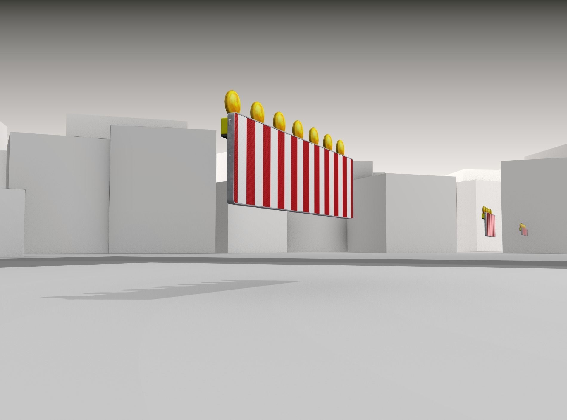 Construction Barrier 4 with warning lights 600-38 500x2000mm Low-poly 3D model_39